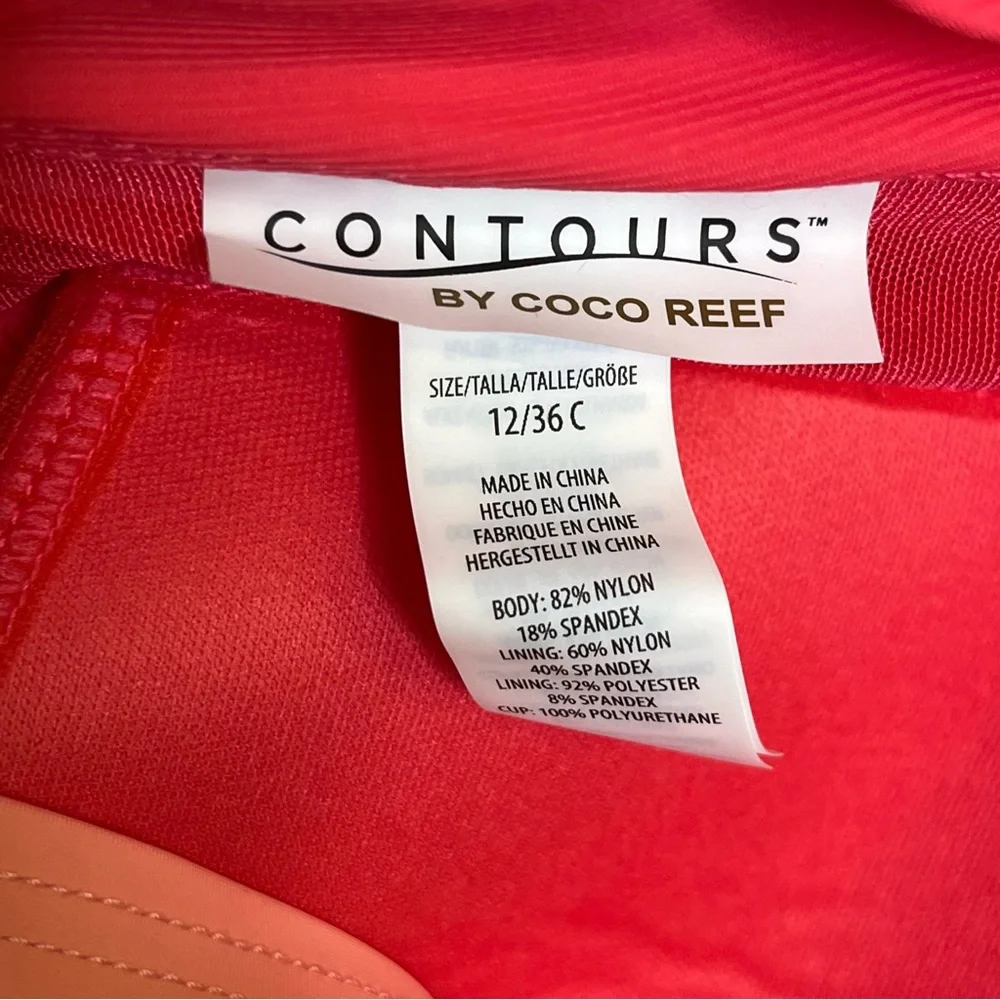 Coco Reef Contours Agate Petunia Ruffle Bandeau One Piece Swimsuit Size 12 - Picture 6 of 7